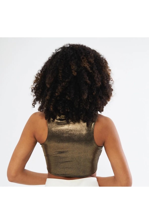Majoristik SPARKLY BÜSTİYER METALİK HALTER YAKA